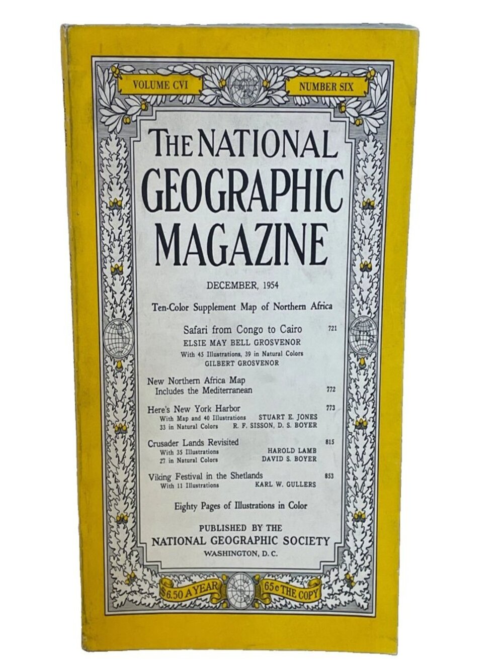 National Geographic December 1954 Vol 106 No 6 NYC Harbor Africa Safari NO MAP
